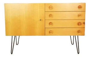 Mid-Century Beige Wooden Dresser