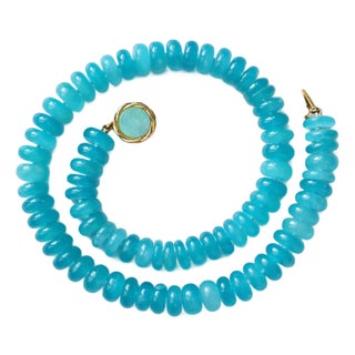 Mozambique Amazonite Rondelle Necklace With Amazonite Clasp For Sale