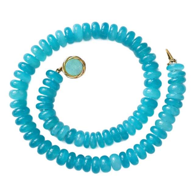 Mozambique Amazonite Rondelle Necklace With Amazonite Clasp For Sale