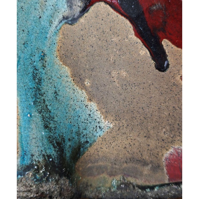 Mid-Century Modern Pendant Lamp in Black, Turquoise and Red Polychrome Ceramic, Italy, 1960s For Sale - Image 10 of 18