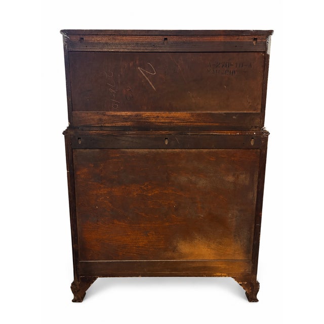 Mid 20th Century Vintage Bookmatched Flame Mahogany Tall Chest Dresser, Painted White With Brass Hardware For Sale - Image 5 of 6