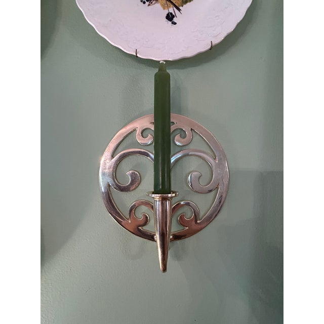 American Late 20th Century Virginia Metal Crafters Brass “Tree of Life” Candle Wall Sconces - A Pair For Sale - Image 3 of 9