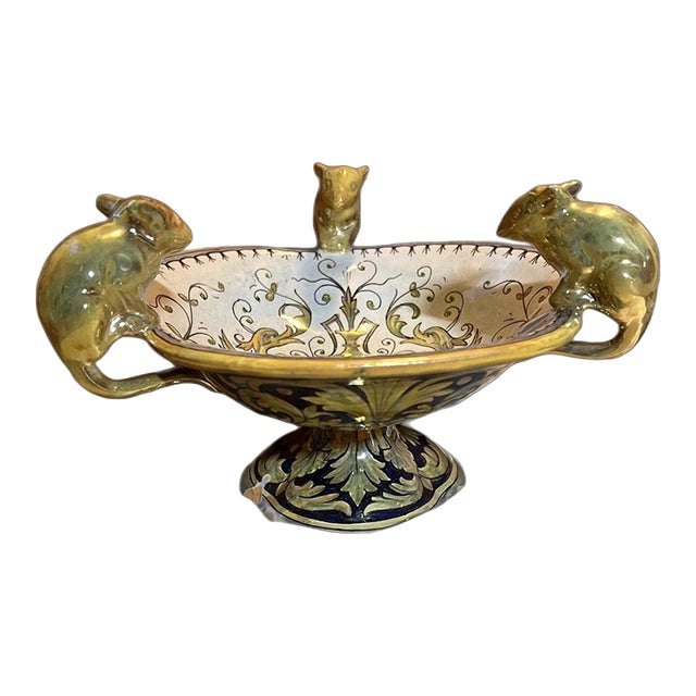 Gualdo Tadino Ceramic Centerpiece Bowl With Mice For Sale