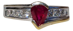 The Magnetic: Signed Pear Shaped Burma Ruby Engagement Ring