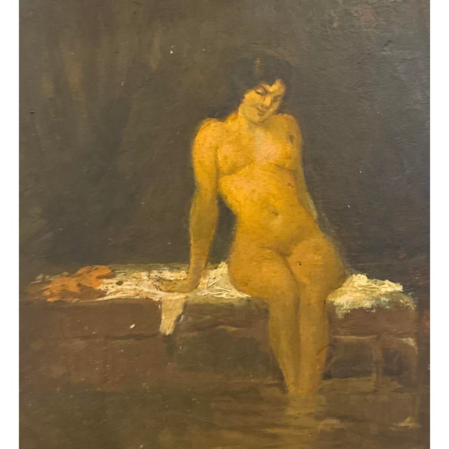 **French School, 18th century, circle of François Boucher (1703–1770)** *Seated Bather (Baigneuse assise)* Oil on panel...