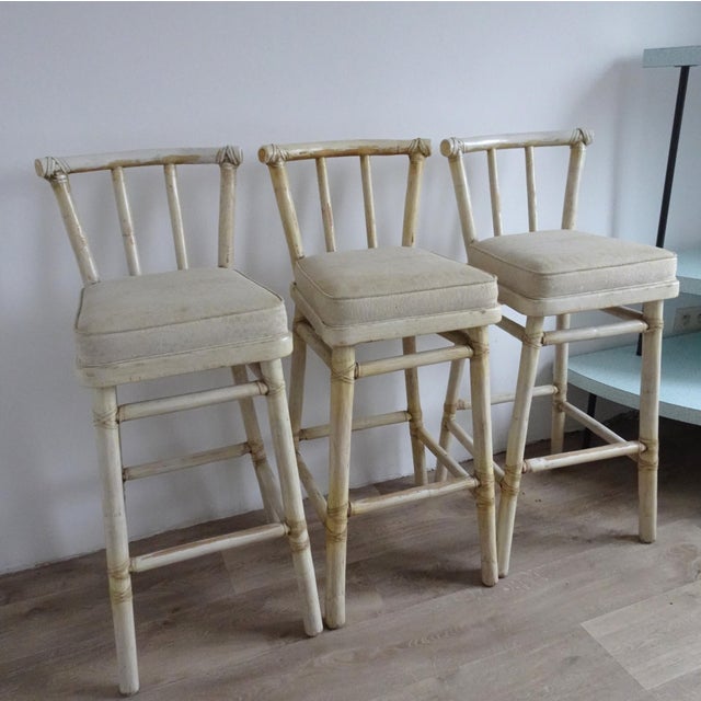 White Bamboo Bar Stools from McGuire, 1970s, Set of 4 For Sale - Image 16 of 18