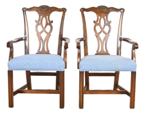 Drexel Heritage Georgian Carved Mahogany Armchairs or Dining Captain Chairs, Pair
