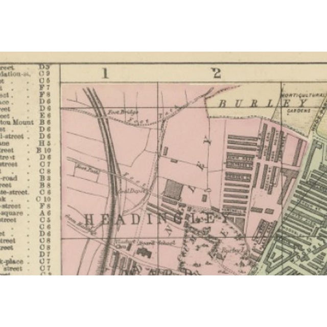 Large Victorian City Map of Leeds by G. Bacon, 1885 For Sale - Image 6 of 12