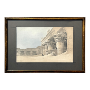 David Roberts Hand-Colored Egypt Lithograph – Temple of Edfu – 19th Century