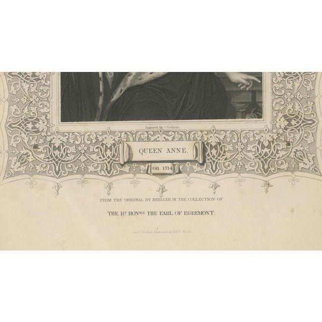 Gold Antique Portrait of Queen Anne, 1850 For Sale - Image 8 of 9