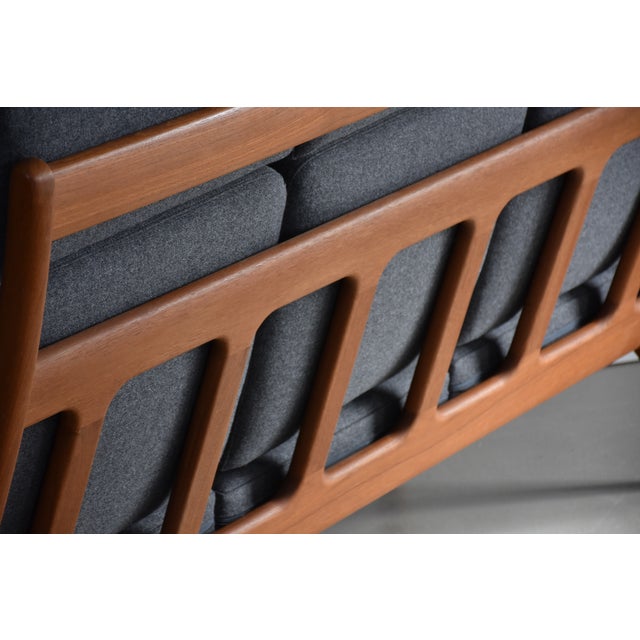 Reupholstered Teak High-Back Sofa by Juul Kristensen with Kvadrat Tonica Fabric, 1970s For Sale - Image 6 of 15