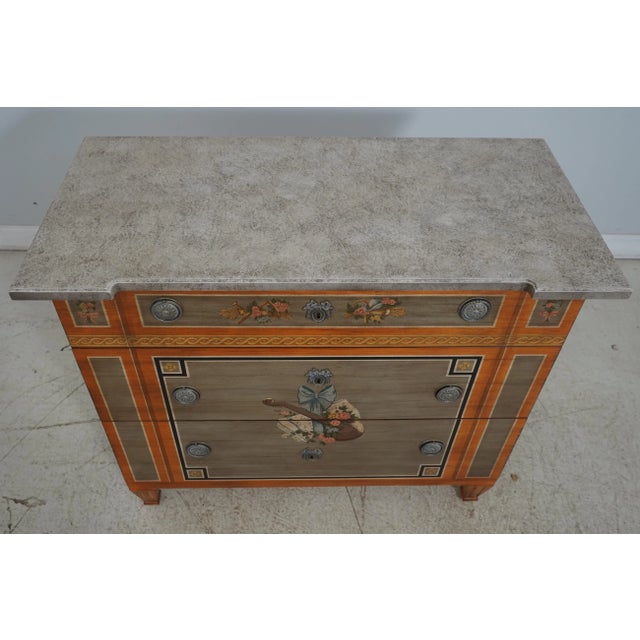 1990s Drexel French Style Paint Decorated Chest or Dresser For Sale - Image 5 of 12