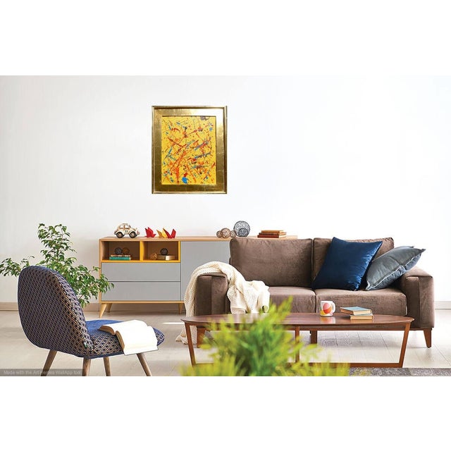 Contemporary Original Expressionist Pop Art Painting in a Gold Frame For Sale - Image 4 of 6