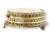 A charming English vanity powder box featuring an elegant gilt metal case with richly engraved decoration and a delicate...