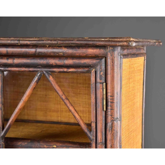 English Aesthetic Movement Tall Glass Front Bamboo Cabinet For Sale - Image 9 of 12