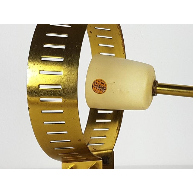 White Large Brass and Glass Sconce by Bruno Gatta for Stilnovo, 1959 For Sale - Image 8 of 11