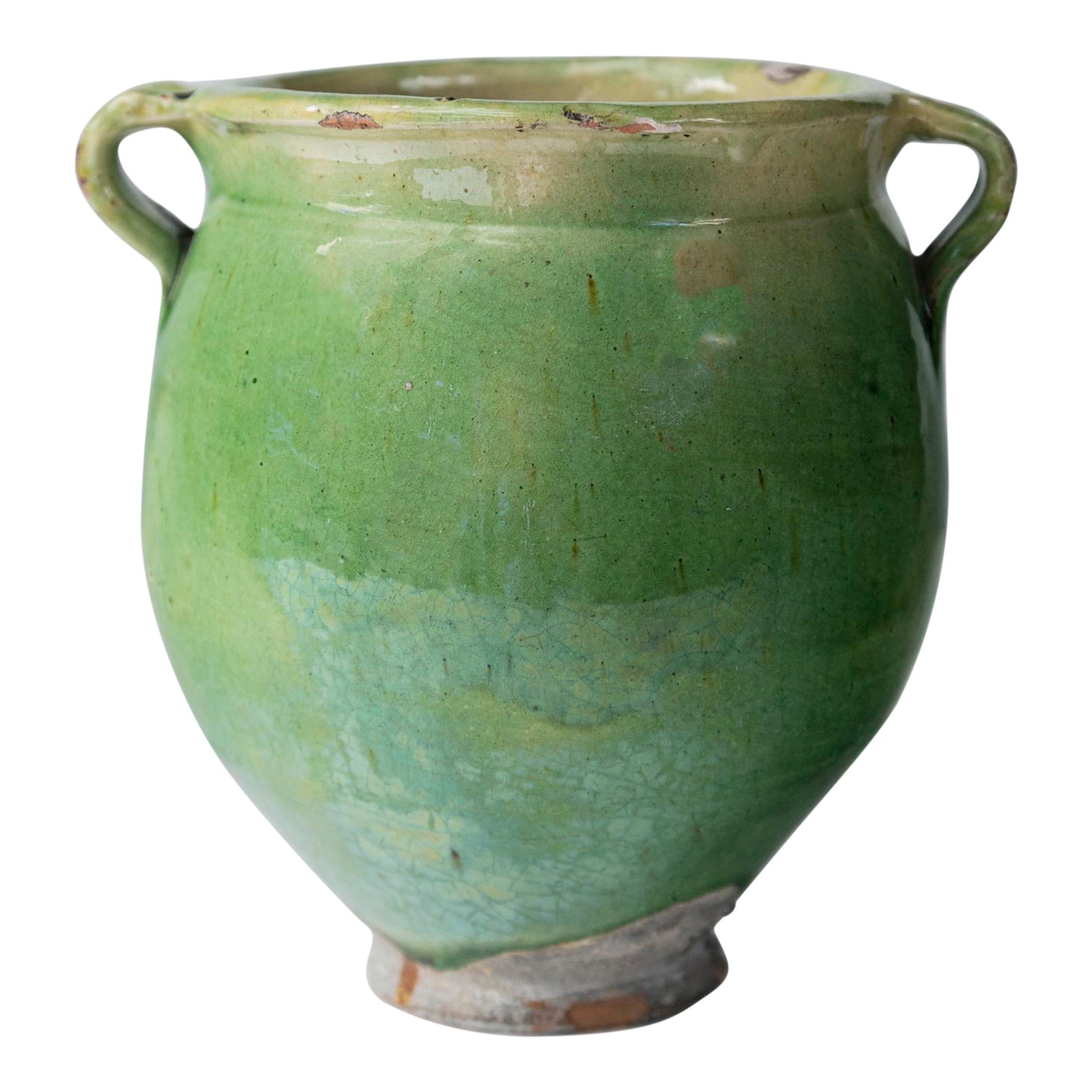 Green Glazed Pottery Storage Jar, France, Early 20th Century Chairish