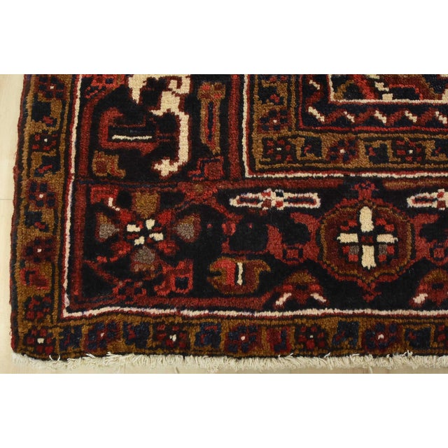 Heriz Rug 8'6'' X 10'3'' Red Wool Vintage Tribal Hand-Knotted Oriental Carpet For Sale - Image 12 of 15
