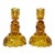 Antique Art Deco Boho Chic Hollywood Regency Depression Era Amber Starbust Candle Holders - A Pair For Sale