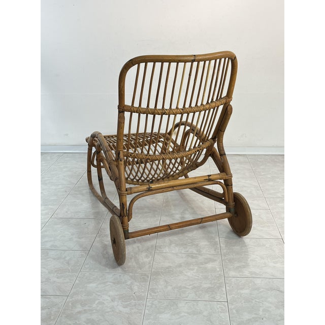 Mid-Century Modern Wicker Chaise Longue in the style of Franco Albini, 1960s For Sale - Image 3 of 9