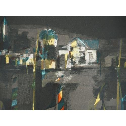 Marcel Mouly, The Gondolas in Front of St Georges at Night, Original Lithograph For Sale - Image 7 of 8