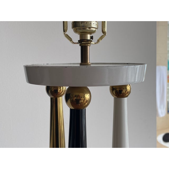 Metal Vintage Mid Century Table Lamp W/ Shade For Sale - Image 7 of 10