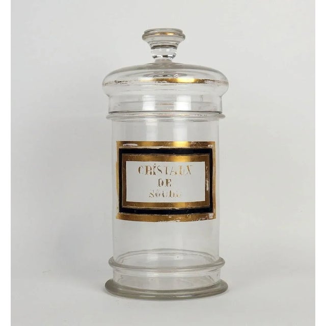 Glass Pharmacy Jar with Cristaux de Soda Inscription For Sale - Image 11 of 11
