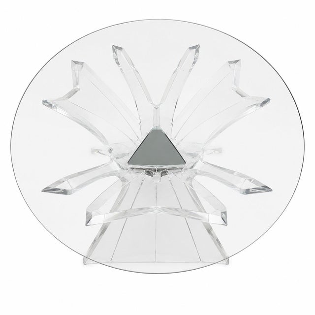 Mid-Century Modern Vintage Lucite Glass Cocktail Coffee Table Hollywood Regency Postmodern 36” For Sale - Image 3 of 9