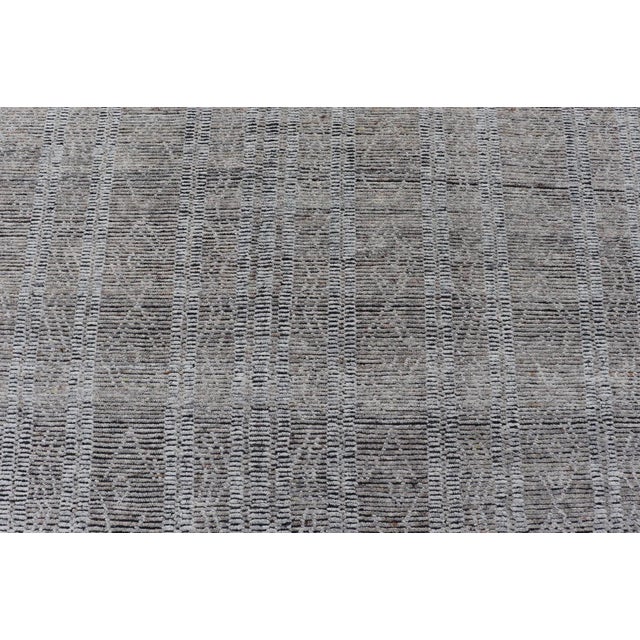 Textile Large Modern Indian Rug in Taupe and Gray With Geometric Design For Sale - Image 7 of 9