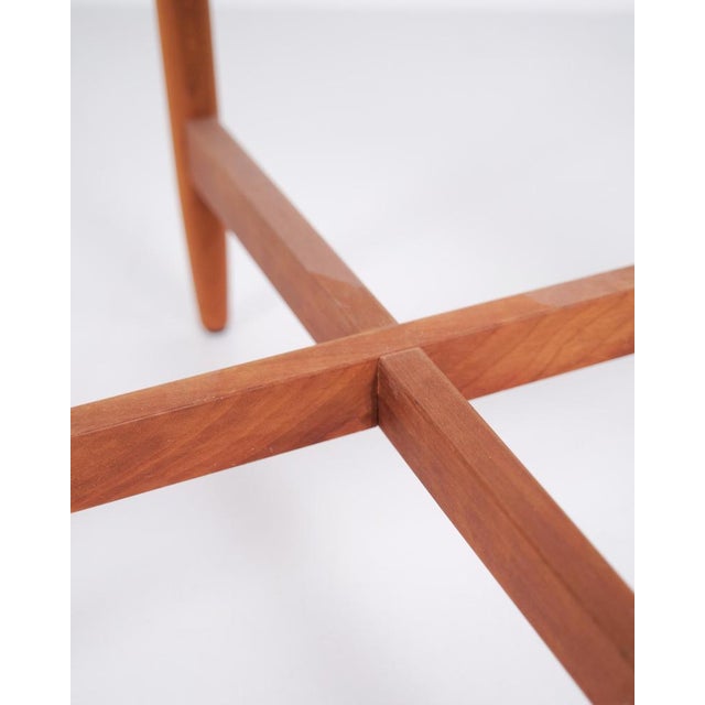 Brown Swedish Cherrywood Side Table with Round Glass Top, 1960s For Sale - Image 8 of 10