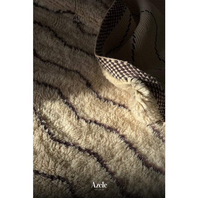 Chevron Stripe Hand-Knotted Moroccan Wool Rug | 9'7" X 6'8" | One of a Kind For Sale - Image 6 of 13