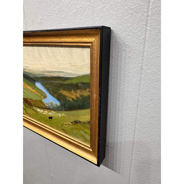 Original oil artwork painted by a living local artist. This painting depicts a serene sky with rolling clouds below a...