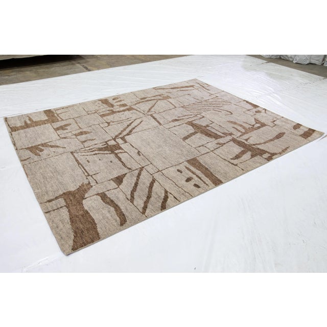 Contemporary Contemporary Texture Handmade Designed Tan Wool Rug For Sale - Image 3 of 8