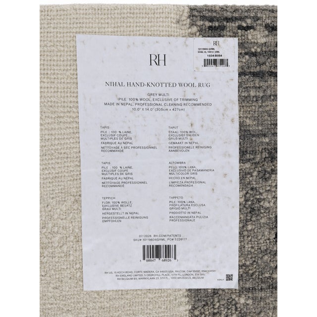 Rh Nihal Wool Rug – 10' × 14' Multi Grey | 100% Hand-Spun Wool | Hand-Knotted | Abstract Geometric Design | Made in Nepal For Sale - Image 11 of 18