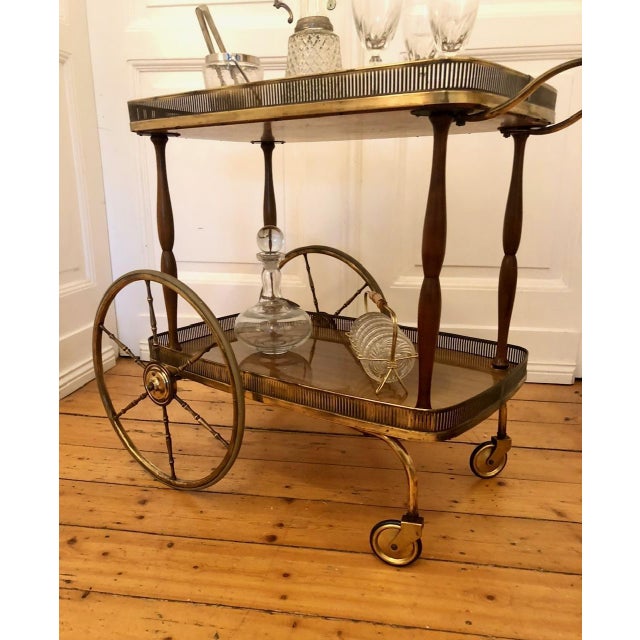 Mid-Century Brass and Wood Serving Cart by Josef Frank for Svenskt Tenn, 1950s For Sale - Image 10 of 15