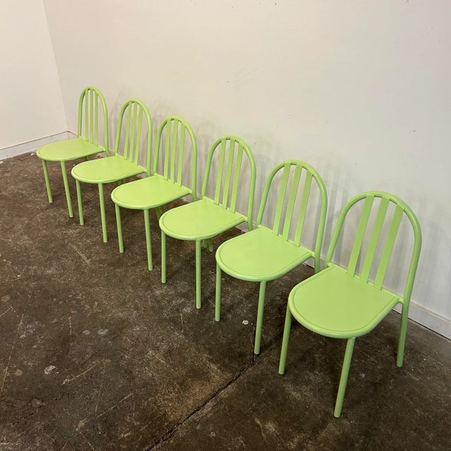 Modern Set of 6 Model 222 Dining Chairs by Robert Mallet-Stevens Older Originals New Powder Coat For Sale - Image 3 of 13