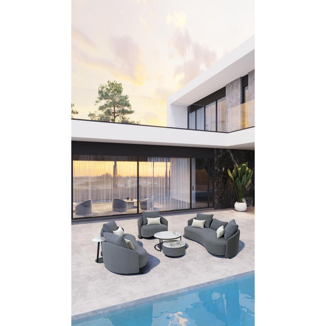 Modern Serene Outdoor Modern Sofa - 83", Gray Bouclé All-Weather For Sale - Image 3 of 9