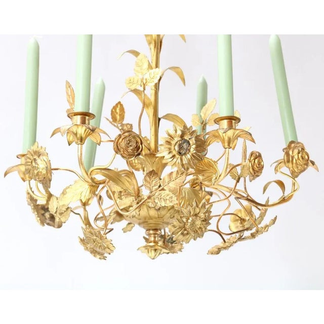 Art Nouveau Chandelier in Gilt Brass, 1900s For Sale - Image 3 of 8