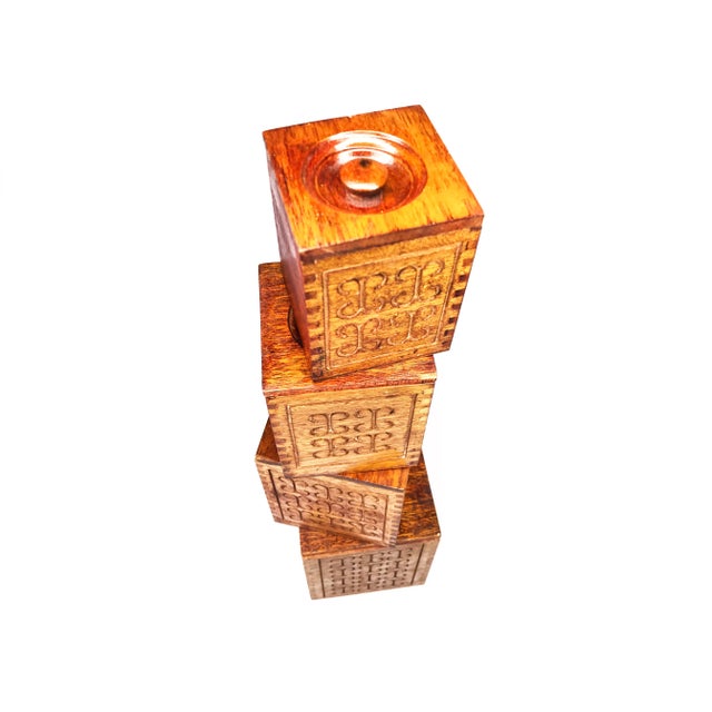 Mid-Century Modern Vintage Mid-Century Wooden Kitchen Storage Canisters / Containers - Set of 4 For Sale - Image 3 of 4