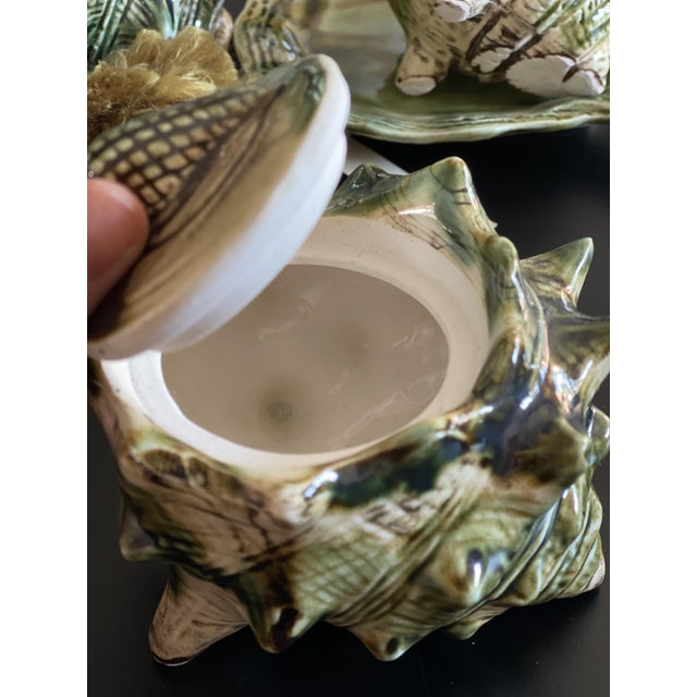 Brutalist Glazed Ceramic Shell Coffee Service for 6, Japan, 1950, Set of 15 For Sale - Image 9 of 18