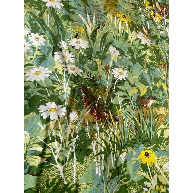 Mid-Century Modern 5 Yds VTG MCM Riverdale Screenprint Floral Cotton Fabric '76. Green, White, For Sale - Image 3 of 8