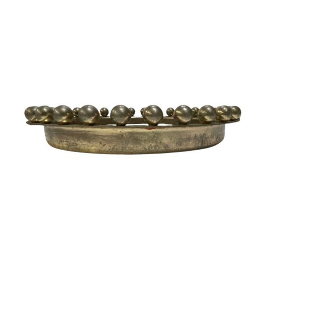 1920s Hand Hammered Brass Ring Tray Dish With Faux Tortoise Interior For Sale - Image 4 of 4