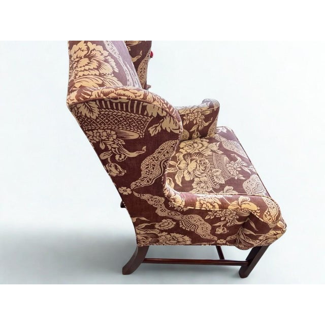 Traditional Mid 20th Century Milling Road a Division of Baker Furniture Auburn Maroon Wingback Armchairs For Sale - Image 3 of 5
