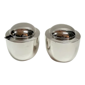 Mid Century Modernist Vivianna Torun for Dansk International Designs Silver Plate Creamer & Sugar Bowl Set