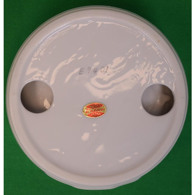 Traditional Preppy Surcingle Stripe Belt Ceramic C1980s Ashtray For Sale - Image 3 of 4