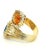 Metal Italian Modernist 18k Gold Blue & Orange Sapphire Diamond Bypass Ring, Circa 1980, Size 7.75 For Sale - Image 7 of 11