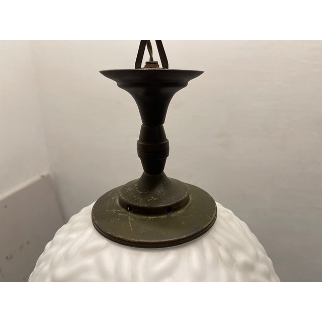 Opaline Glass Bronze Pendant Light, 1950s For Sale - Image 9 of 12