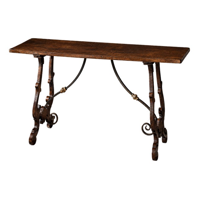 Rustic Italian Walnut Console Table For Sale