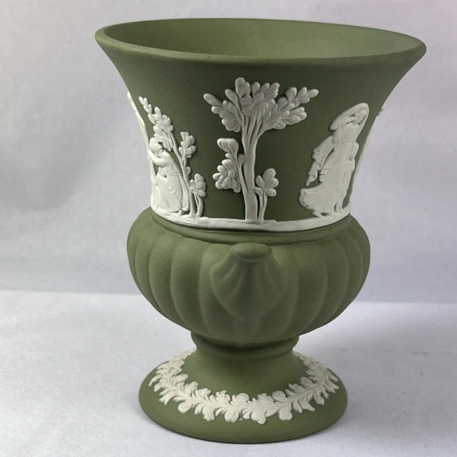 Vintage Wedgwood Jasperware Green Sage Small Urn Vase Add a touch of classic elegance to your décor with this Wedgwood...