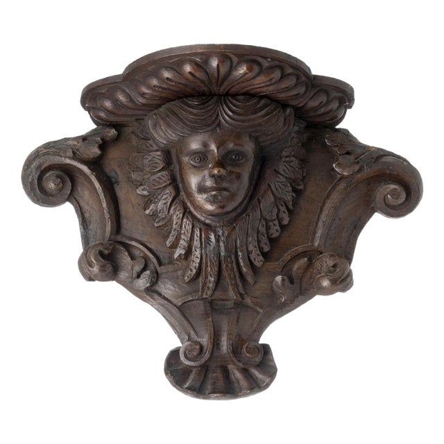 Corbel in Carved Chestnut Wood, 19th Century For Sale